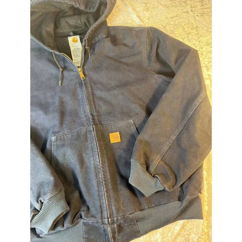 Carhartt J140 Active Jacket Large‎ Regular MDT Blue Hooded Duck Canvas Workwear